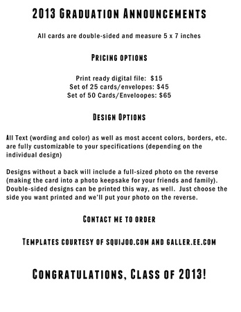 2013 Graduation Announcement Info